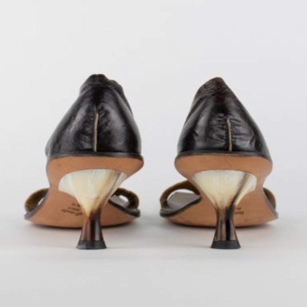CYDWOQ Vintage Leather Spool Heel Sandals - Picture 4 of 5